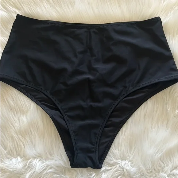 NWOT Aerie High Rise Cheeky Black Swim Bottoms Size Large - Picture 5 of 7